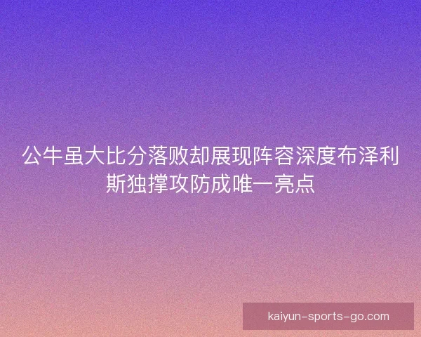 公牛虽大比分落败却展现阵容深度布泽利斯独撑攻防成唯一亮点