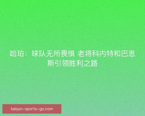 哈珀：球队无所畏惧 老将科内特和巴恩斯引领胜利之路