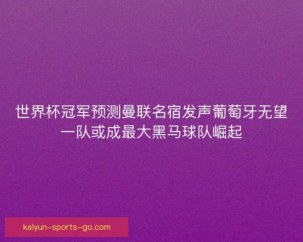 世界杯冠军预测曼联名宿发声葡萄牙无望一队或成最大黑马球队崛起 世界杯冠军预测曼联名宿发声葡萄牙无望一队或成最大黑马球队崛起